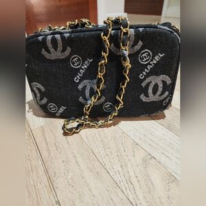 Chanel Gwp/ ViP Denim Cosmetic Case With Crossbody Chain